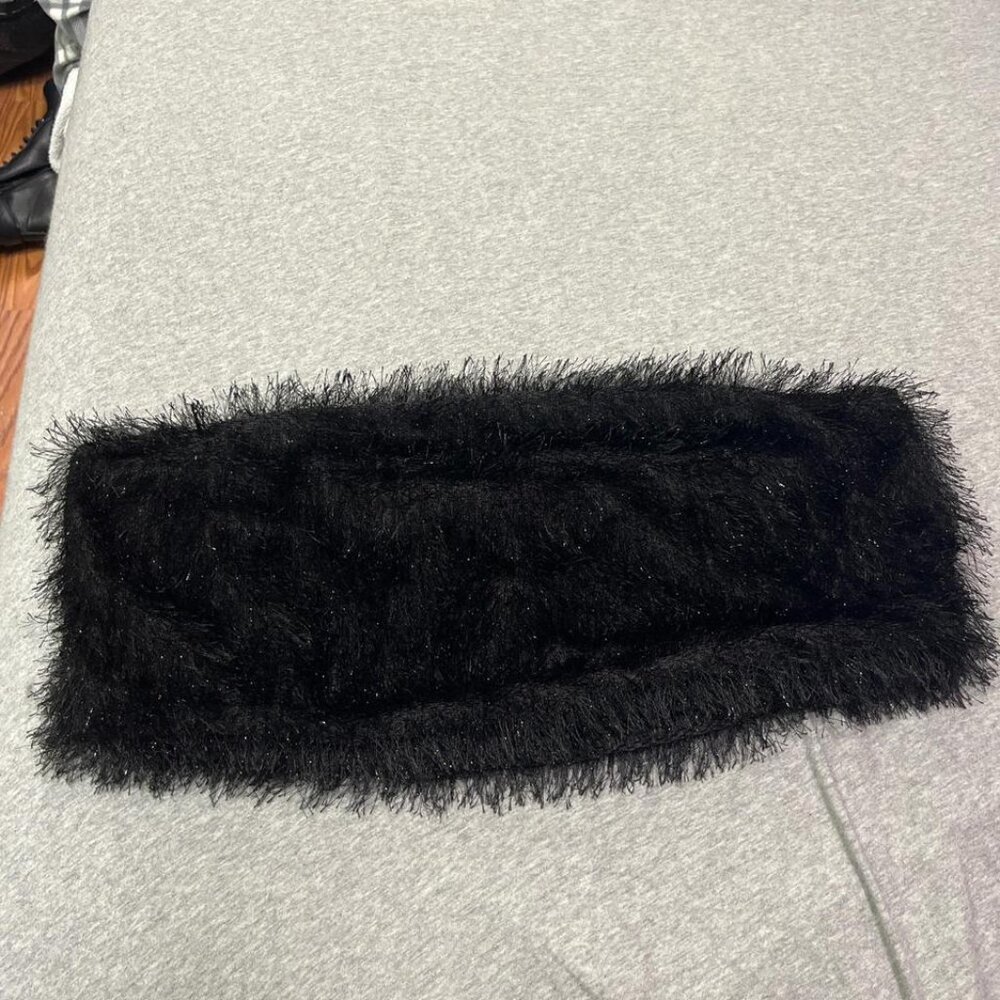 Black fuzzy tube top